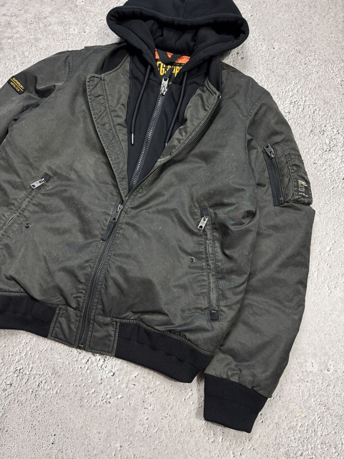 Superdry Superdry Utility Wear Hooded Bomber Jacket Double Zip L Size US L / EU 52-54 / 3 - 2 Thumbnail