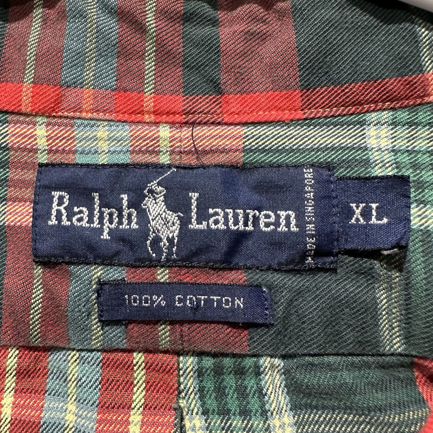 Ralph Lauren Vintage Ralph Lauren Shirt Mens XL Red Green Plaid Flannel Cotton Button Down Size US XL / EU 56 / 4 - 6 Thumbnail