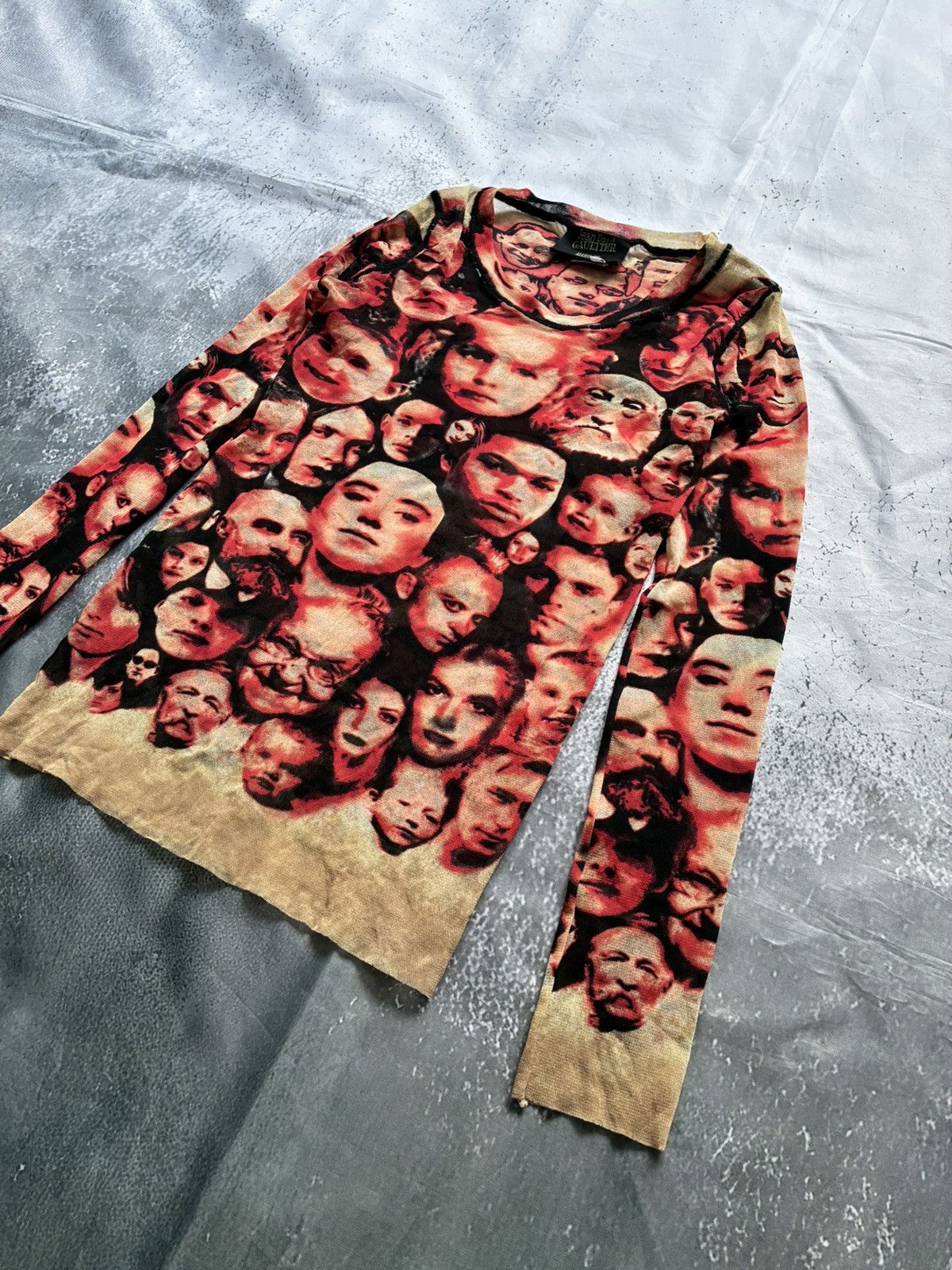 Jean Paul Gaultier 90s Maille "Faces" Mesh Top Size L / US 10 / IT 46 - 5 Thumbnail