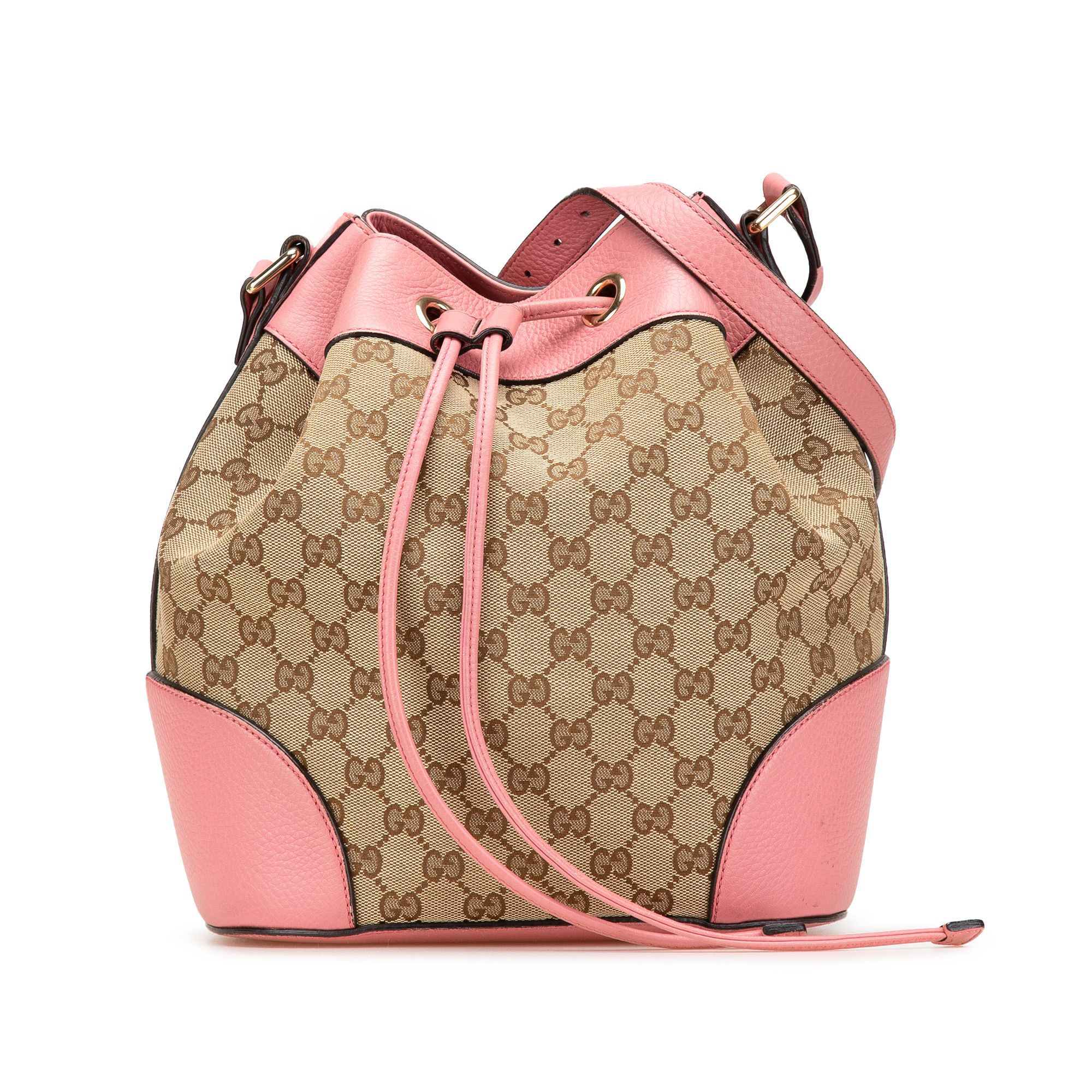Gucci GG Canvas Drawstring Bucket Bag in Brown, Women's