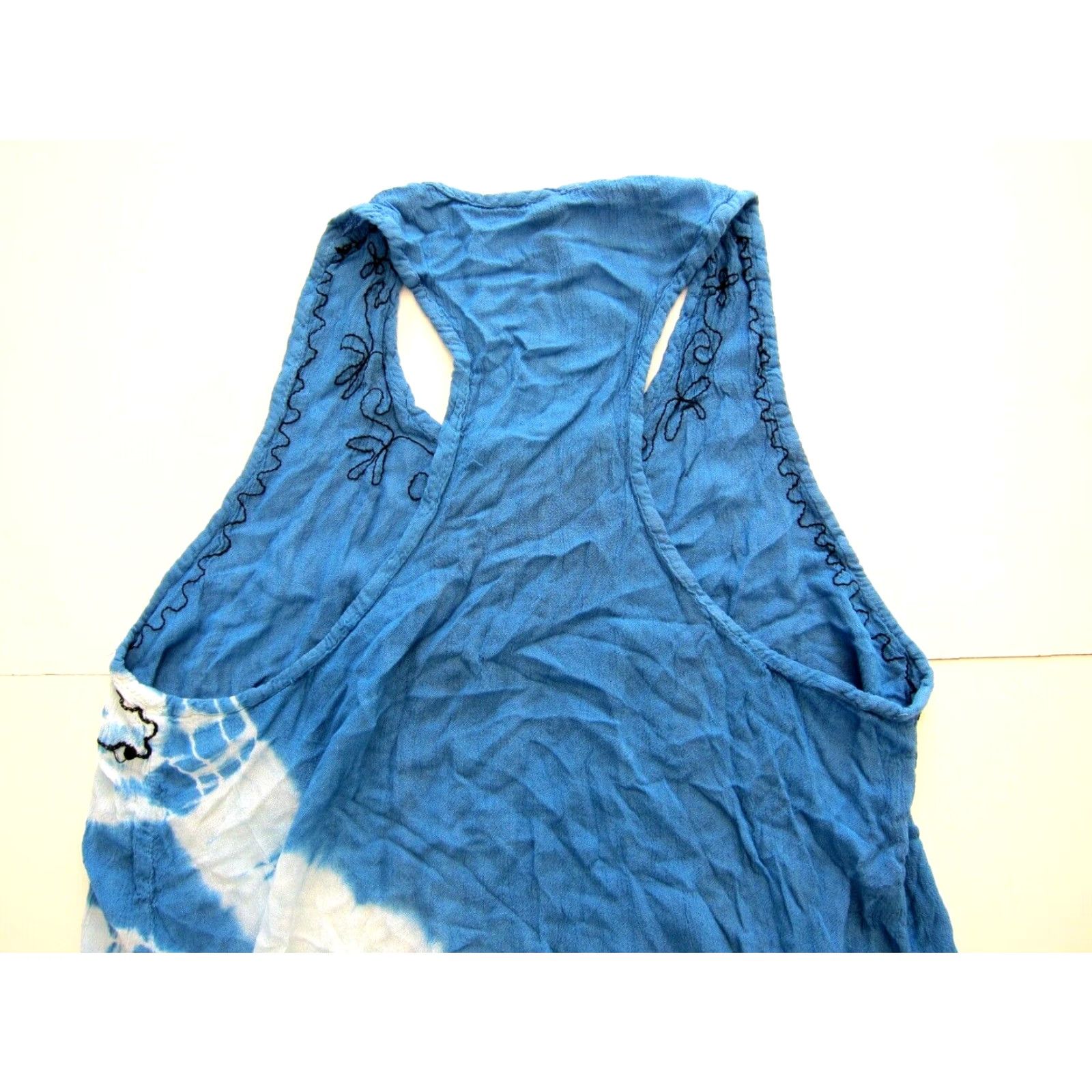 Sunflower VINTAGE Sunflower Tank Dress Sunflower 100% Crinkle Rayon Blue White Tie Dye Embroidered Sun Dress M-L Size M / US 6-8 / IT 42-44 - 5 Thumbnail