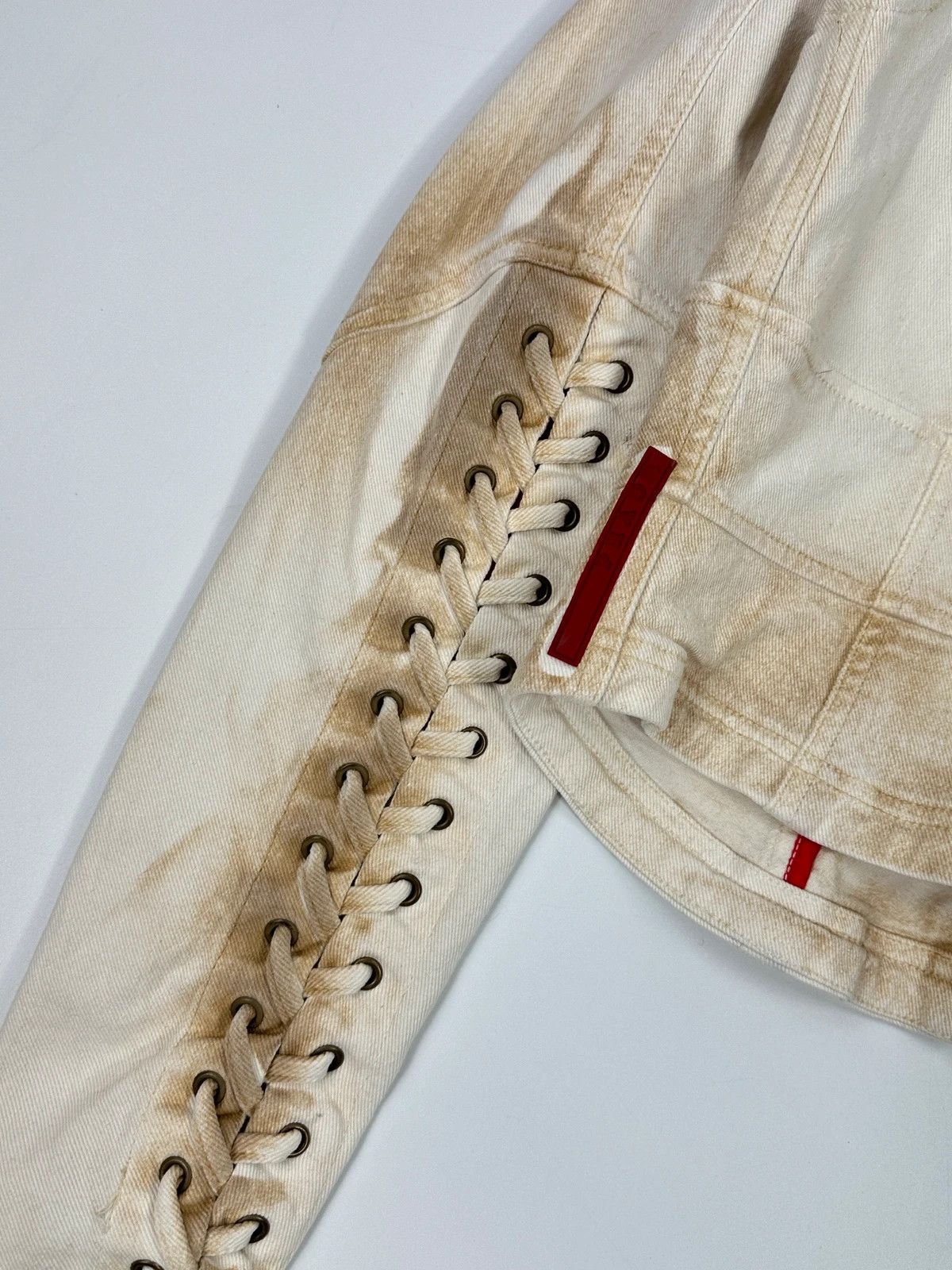 Prada Prada Sport SS2003 White Dust Fade Wash Denim Lace Jacket Size M / US 6-8 / IT 42-44 - 7 Thumbnail