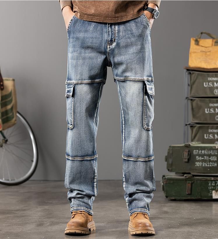 Jean Men's Baggy Jeans Loose Straight Tube Multi Pocket Size US 30 / EU 46 - 1 Thumbnail