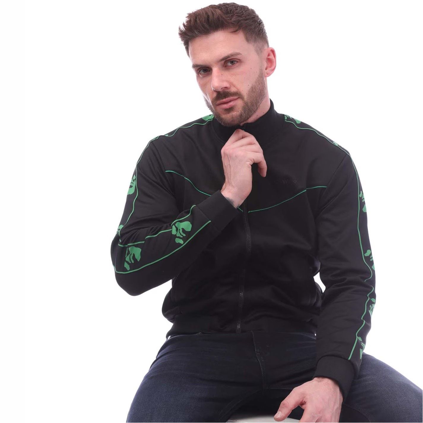 Off-White o1g2r1mq0226 Slim Track Full Zip Jacket In Black Size US L / EU 52-54 / 3 - 3 Thumbnail
