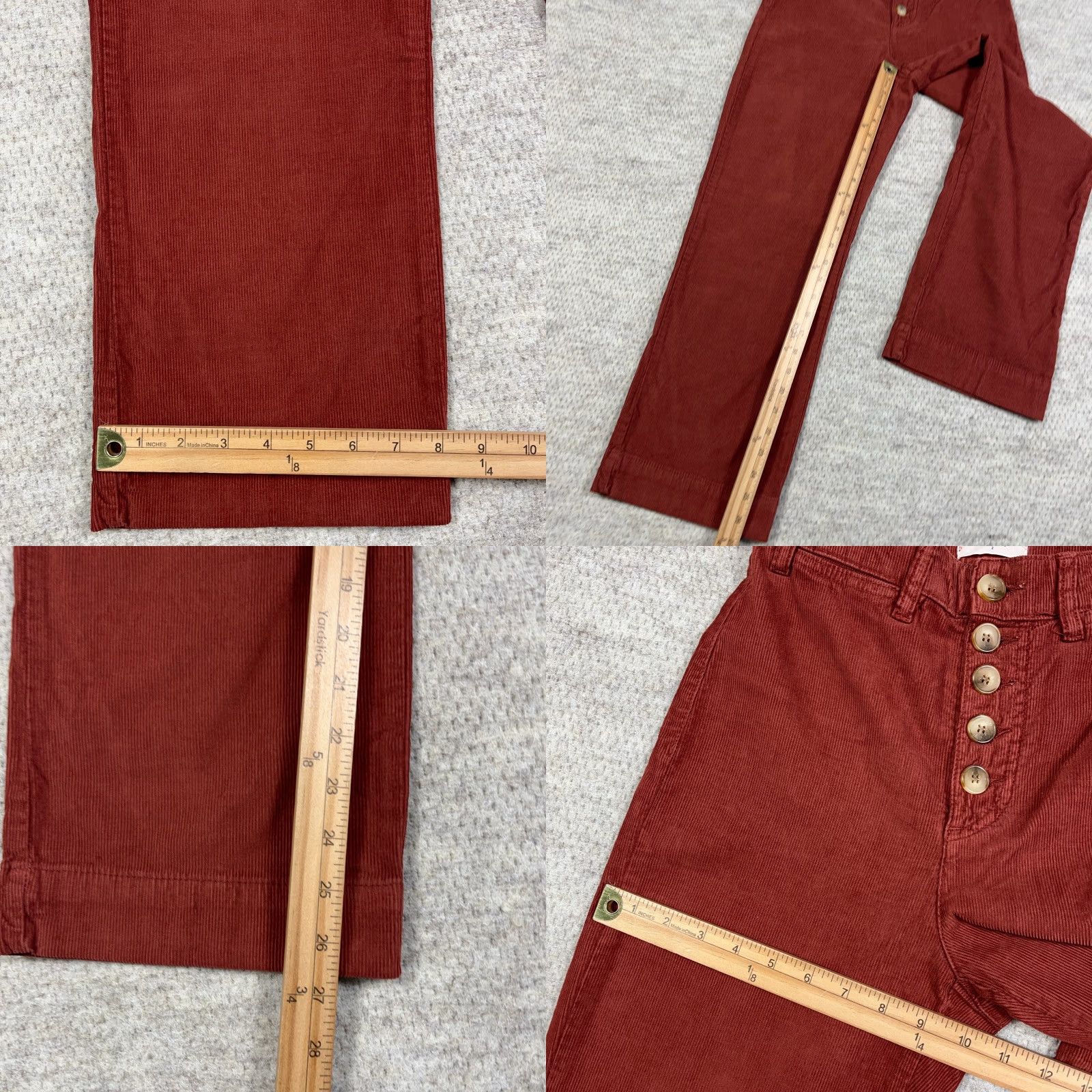 Marine Layer Marine Layer Pants Cropped Corduroy Wide-Leg 2 Red Boho Retro 80s Hippie Beach Nature Womens Size 26" / US 2 / IT 38 - 8 Thumbnail