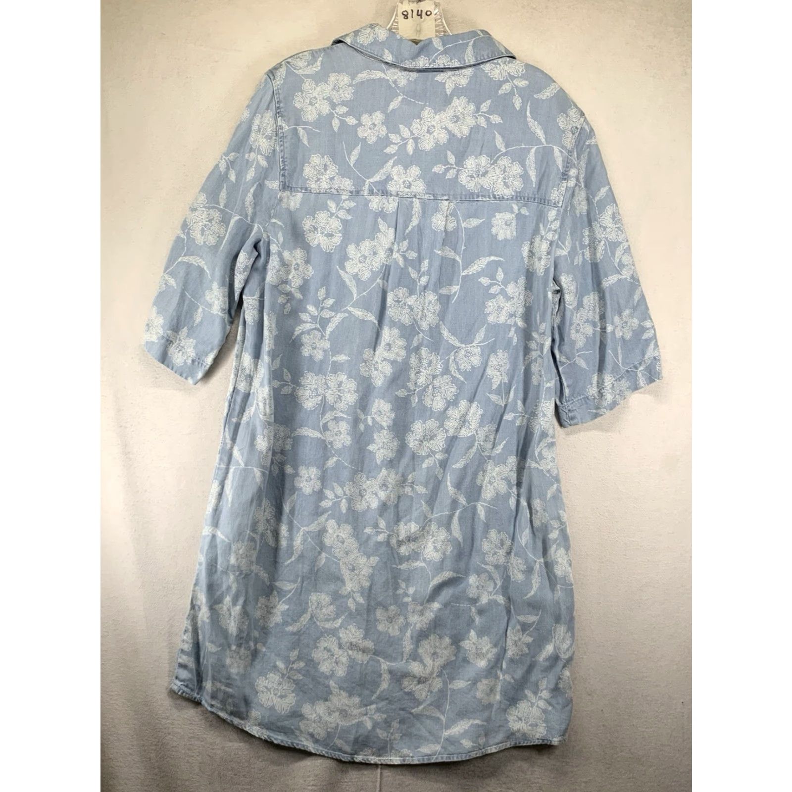 Vintage Vintage Women's Tencel Denim Shirt Light Wash Blue Casual Tunic 3/4 Sleeve Pockets Bohemian 90s Size L / US 10 / IT 46 - 2 Thumbnail