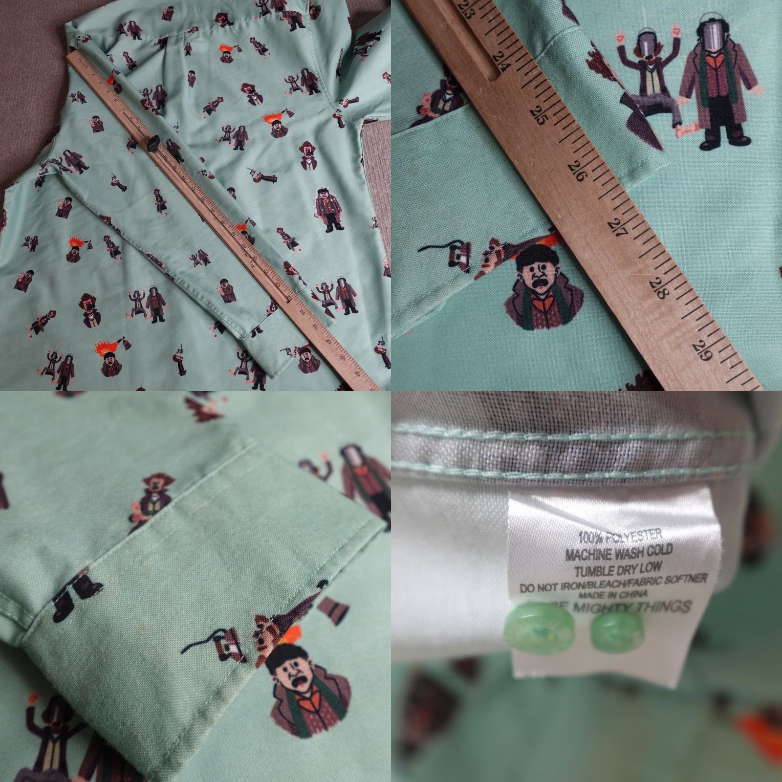 Vintage RSVLTS Shirt 2XL Blue Green Teal Home Alone Button-Up Long Sleeve Collared USA Graphic Print Mens Streetwear Casual Size US XXL / EU 58 / 5 - 9 Thumbnail