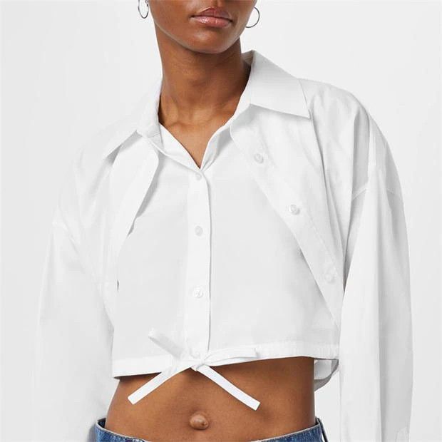 Alexander Wang o1g2r1mq0824 Double Layered Cropped Shirts in White Size S / US 4 / IT 40 - 3 Thumbnail
