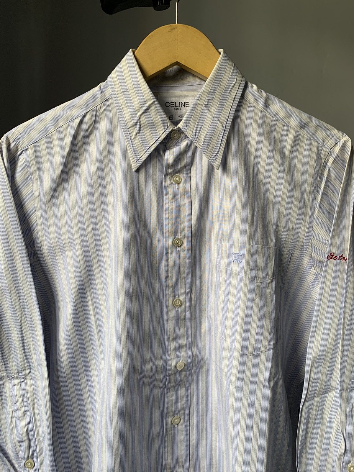Celine × Vintage 1990s Celine Striped Shirt Iwataya Order Made Size US S / EU 44-46 / 1 - 2 Thumbnail