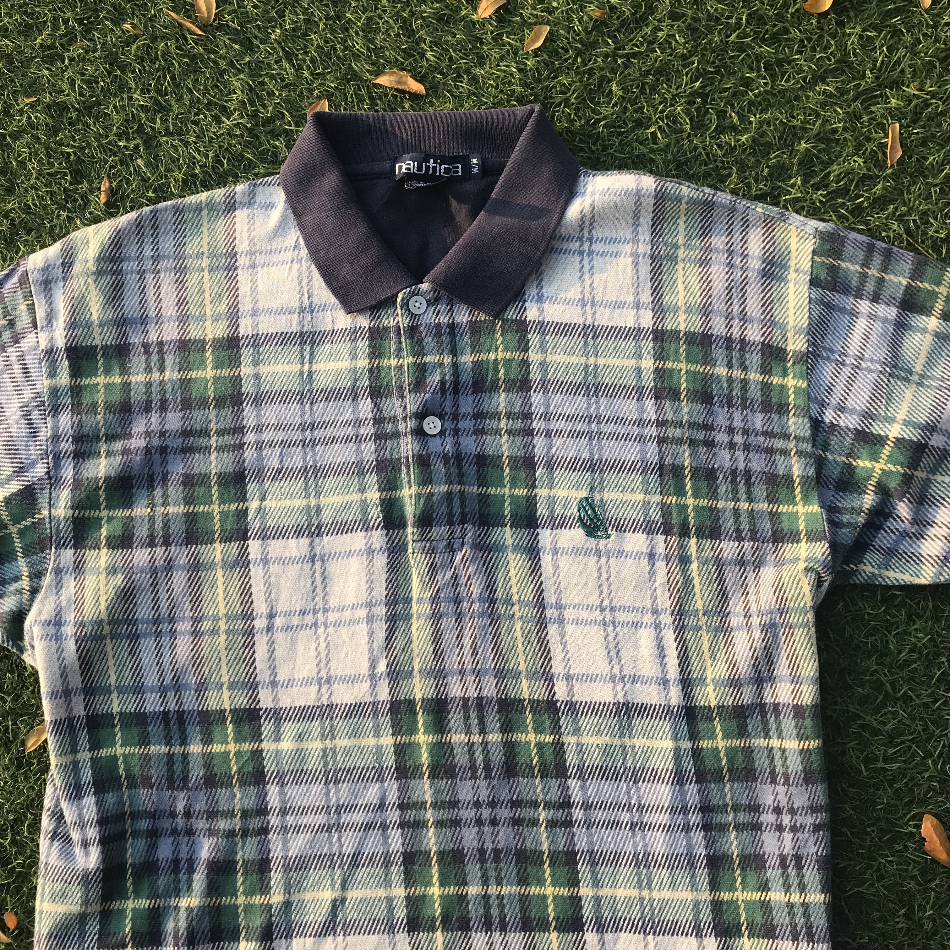 Nautica Vintage Nautica Green Plaid Tartan Polo Shirt Navy blue Size US M / EU 48-50 / 2 - 3 Thumbnail