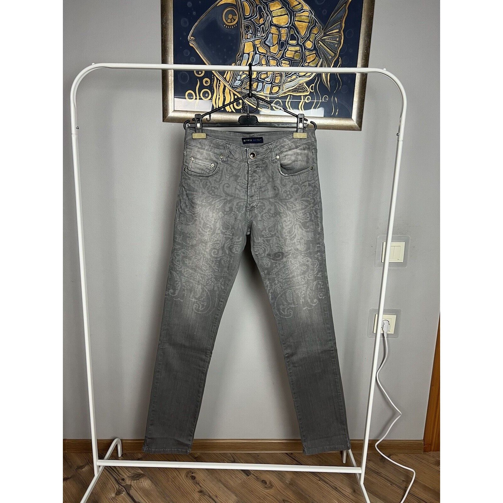 Etro NWT ETRO Paisley Men`s Gray Slim Fit Skinny Jeans Size 32 Size US 32 / EU 48 - 4 Thumbnail