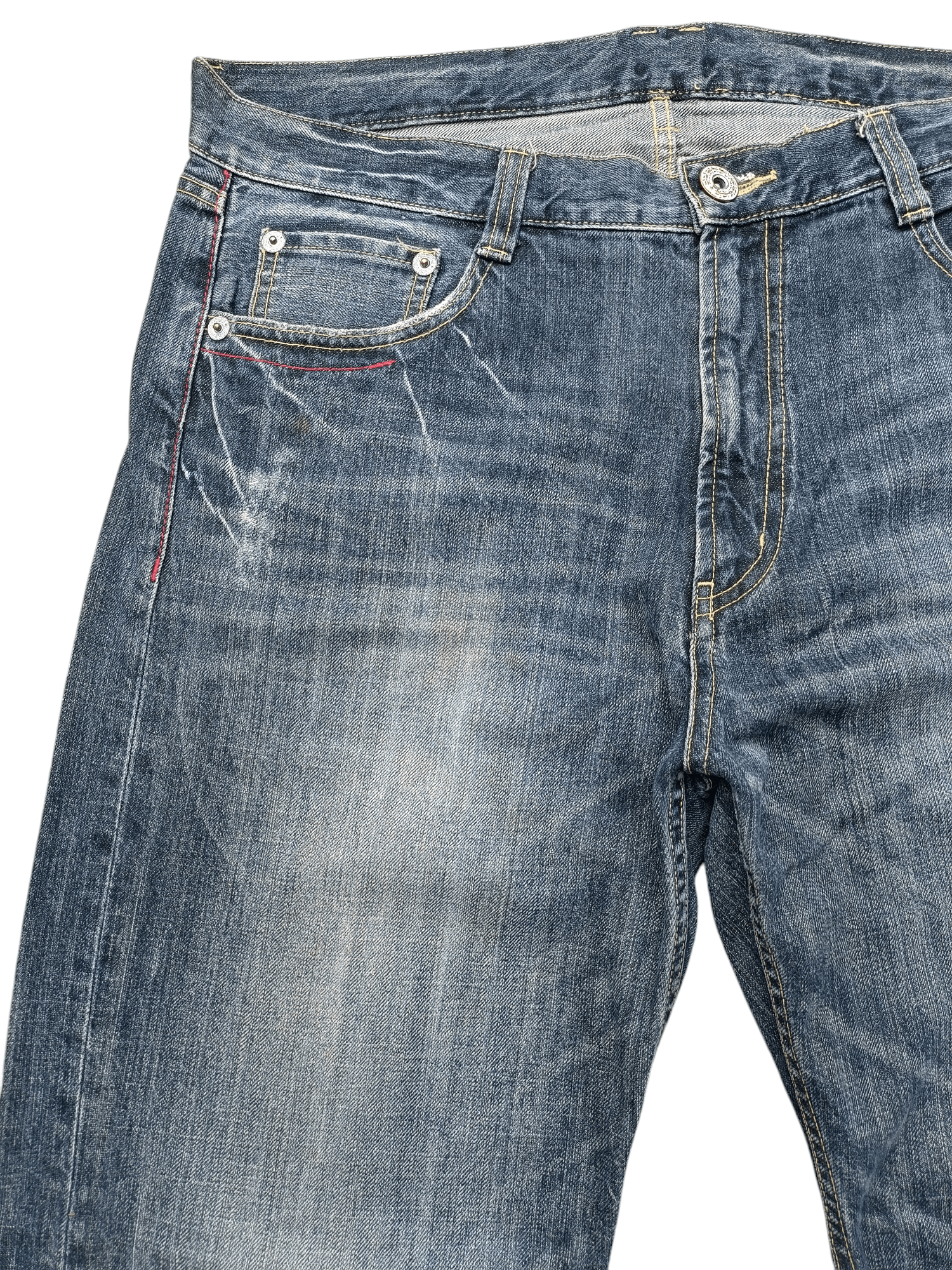 Japanese Brand × Le Grande Bleu (L.G.B.) × Tornado Mart RARE Flared Nylaus Whiskers Distressed Jeans Size US 36 / EU 52 - 13 Thumbnail