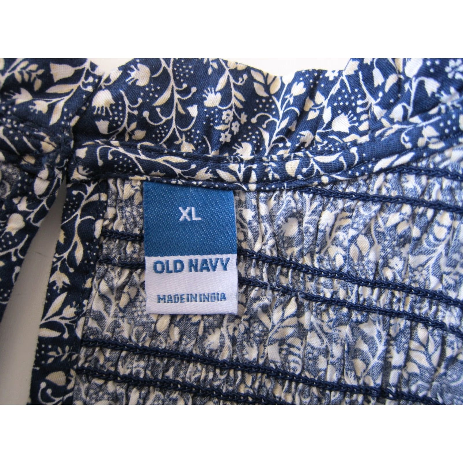 Old Navy Old Navy Cotton Blue White Floral High Neck Cap Sleeve Tunic Sun Dress XL Size XL / US 12-14 / IT 48-50 - 4 Thumbnail