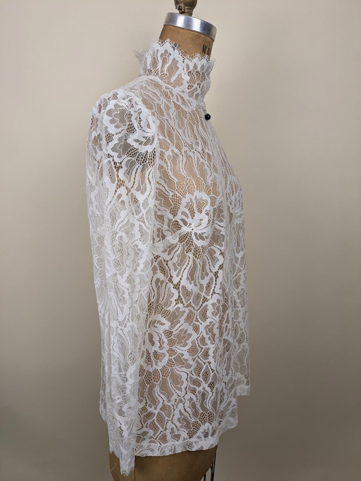 Other white floral lace sheer blouse Size M / US 6-8 / IT 42-44 - 5 Thumbnail