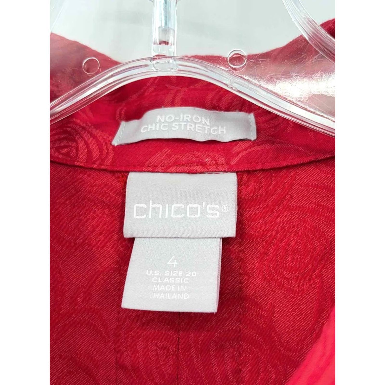 Vintage Chico's Red Floral Long Sleeve Button Down 4/20 Plus Size Womens Size S / US 4 / IT 40 - 3 Thumbnail