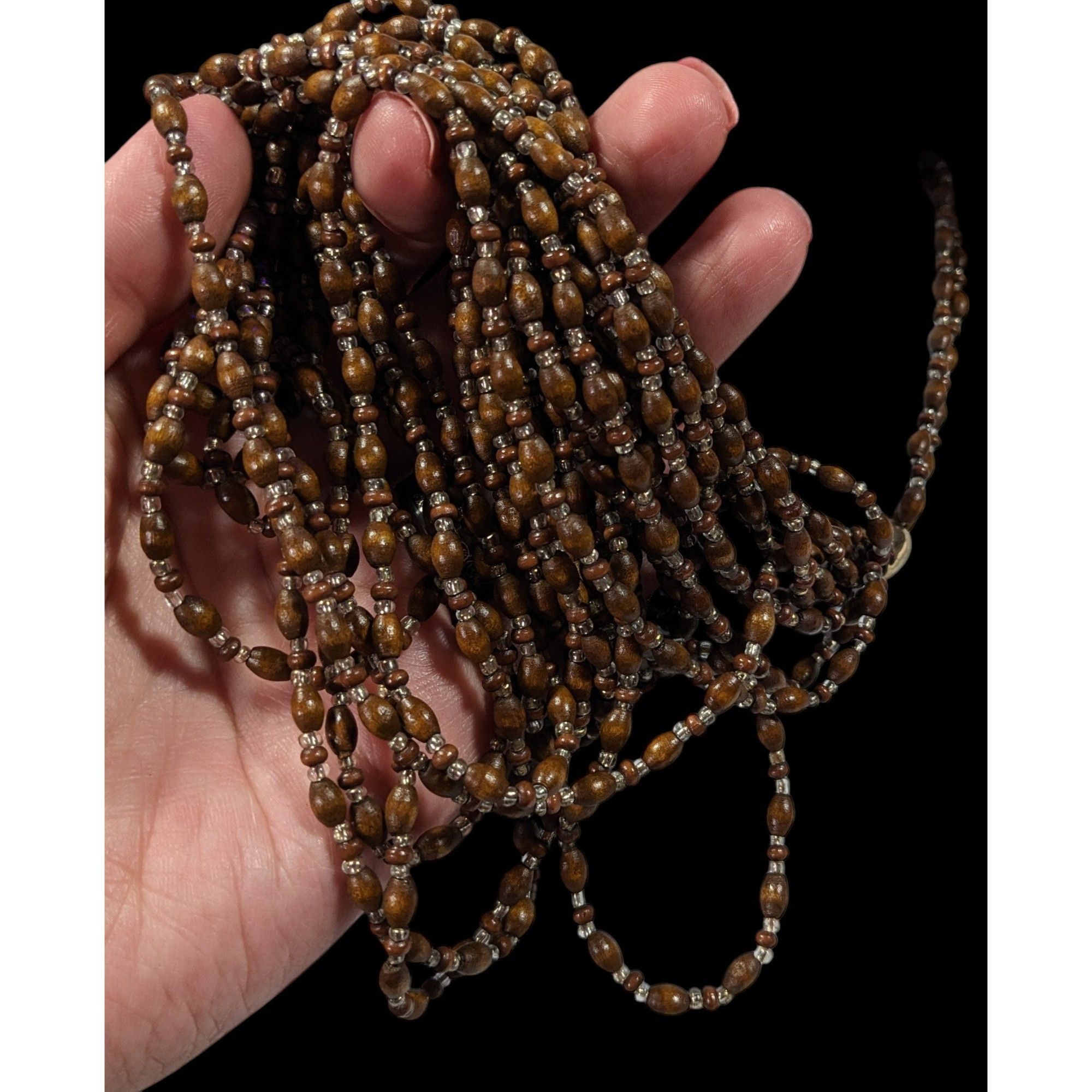 Other FJ Bohemian Brown Wood And Glass Beaded Multilayer Necklace Size ONE SIZE - 5 Thumbnail