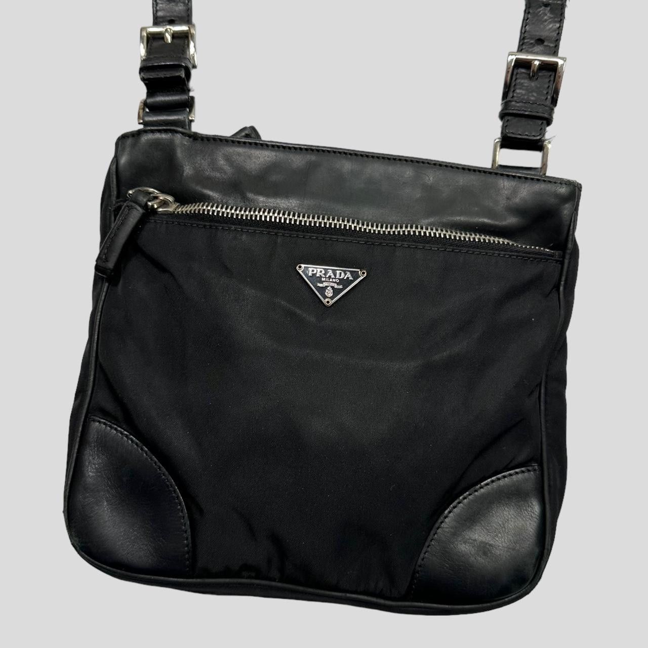 image of Prada Milano 00’S Nylon & Leather Crossbody Bag in Black, Men's