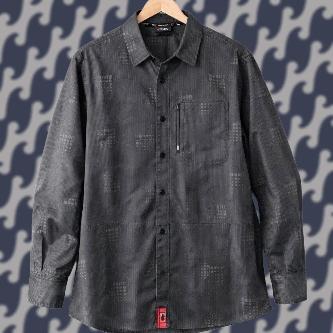 Bugle Boy VINTAGE Bugle Boy Shirt Mens L Black Gray Pattern Button-Up 90s Grunge Y2K Size US L / EU 52-54 / 3 - 1 Thumbnail