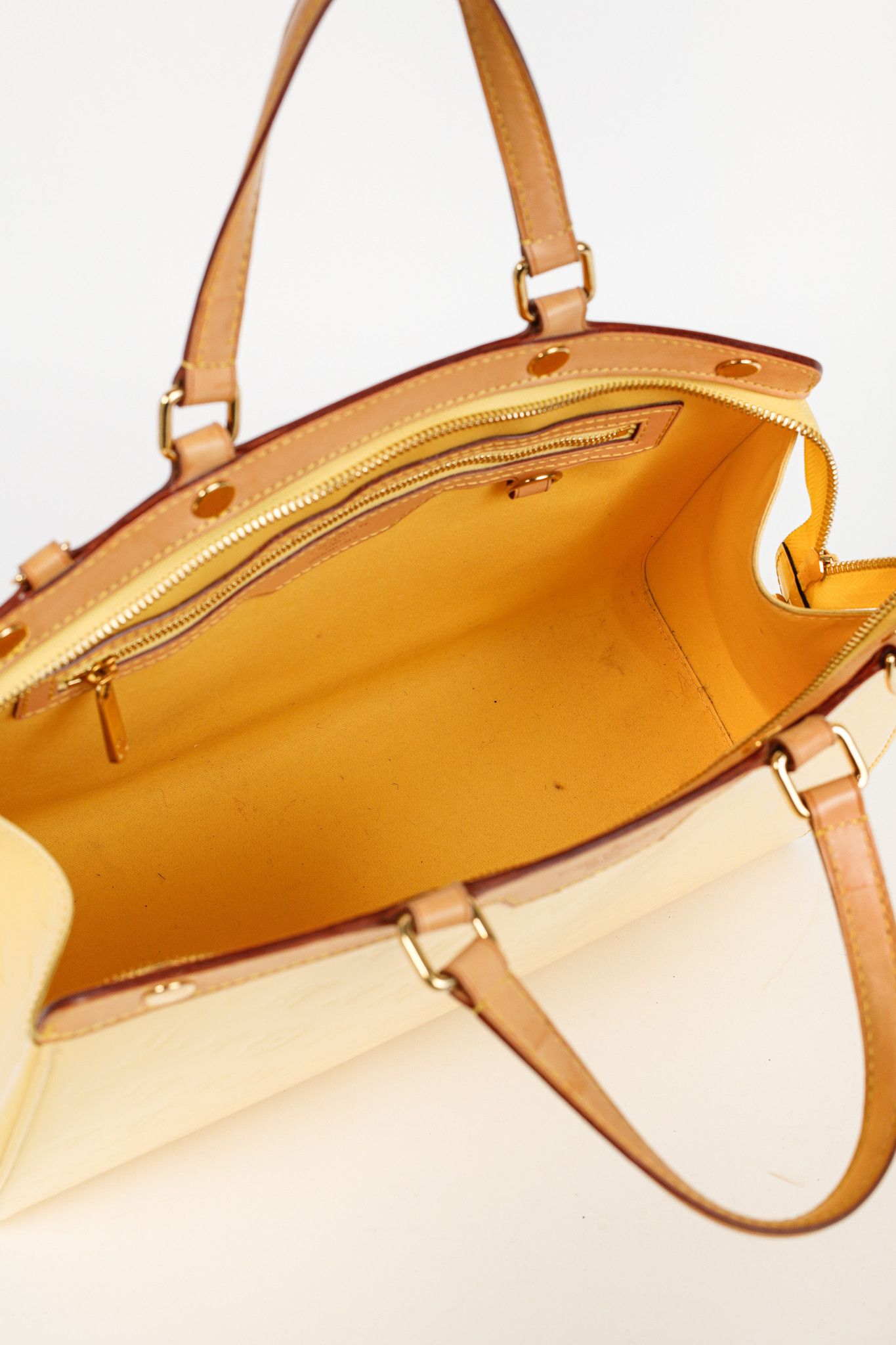 Louis Vuitton Brea MM Yellow Monogram Vernis Leather Tote