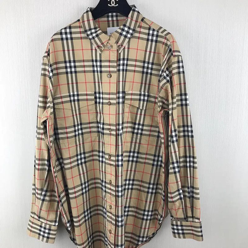 Burberry Burberry Khaki Cotton Long Sleeve Shirt Size US XL / EU 56 / 4 - 1 Thumbnail