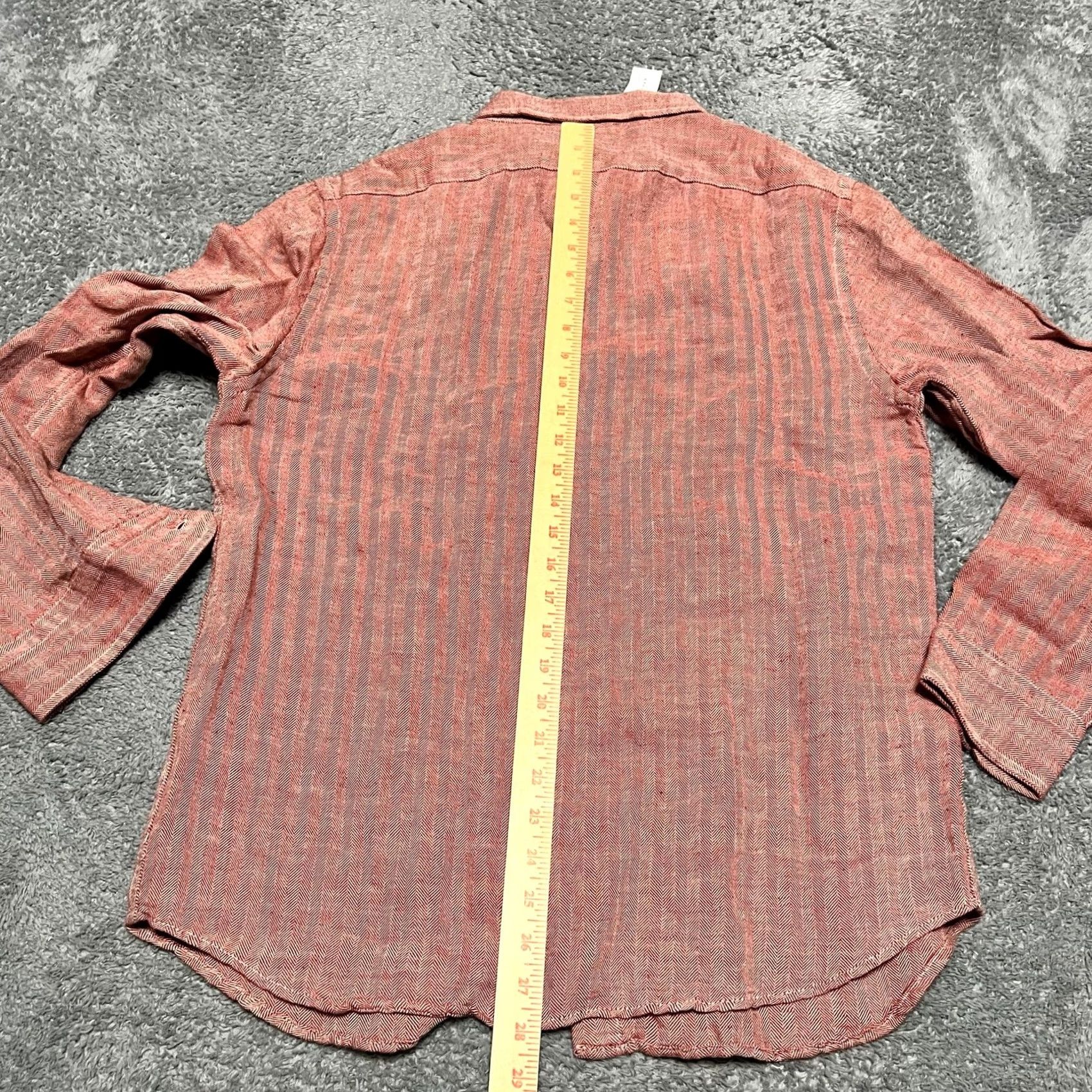 J.Crew J.Crew Shirt Mens Medium Linen Blend Long Sleeve Red Herringbone India Made Size US M / EU 48-50 / 2 - 5 Thumbnail