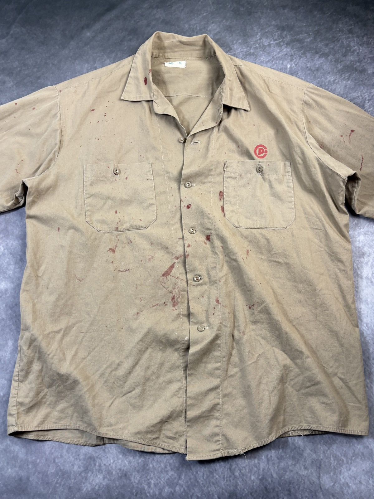 Vintage Vintage Work Shirt Blood Splatter Thrashed CP Rail Moleskin Size US XL / EU 56 / 4 - 11 Thumbnail