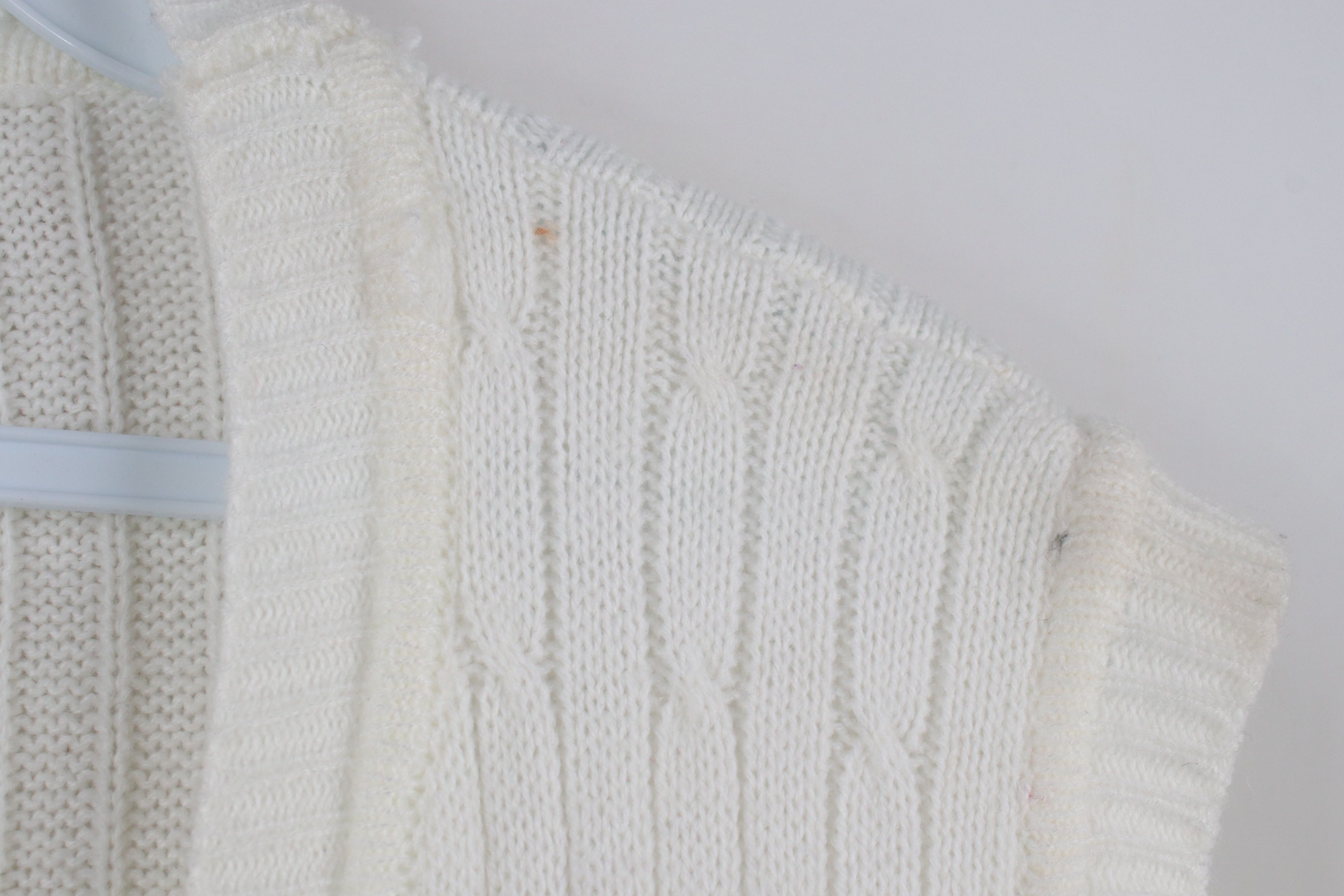 Vintage Vintage 90s Streetwear Knit Cardigan Sweater Vest White Size XL / US 12-14 / IT 48-50 - 4 Thumbnail