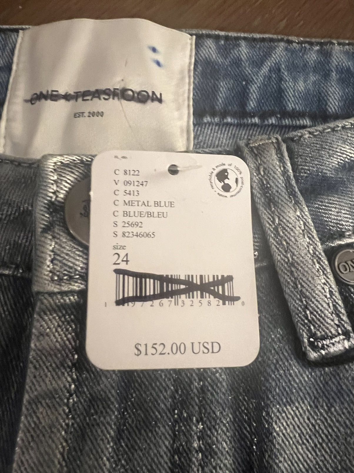 One Teaspoon Awesome Baggies High Waist Straight Leg Metal Blue Size 26" / US 2 / IT 38 - 6 Thumbnail