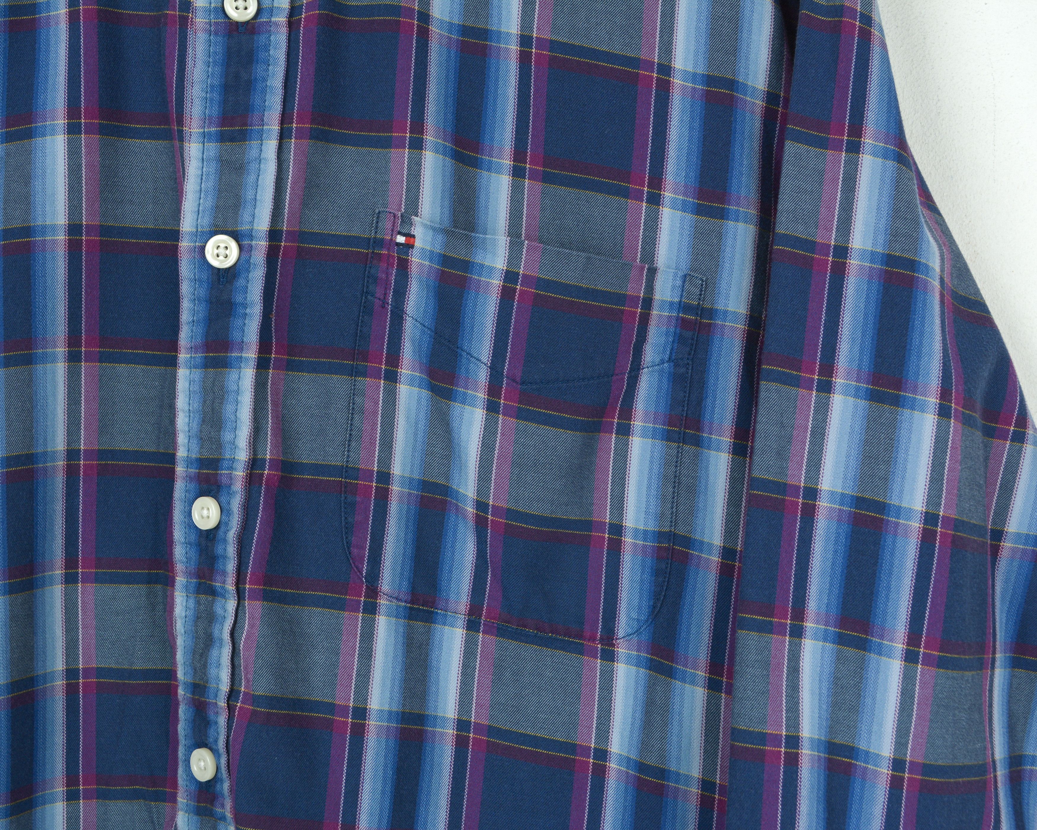 Tommy Hilfiger Casual Shirt Long Sleeved Button Check Plaid Purple Formal Size US L / EU 52-54 / 3 - 4 Thumbnail
