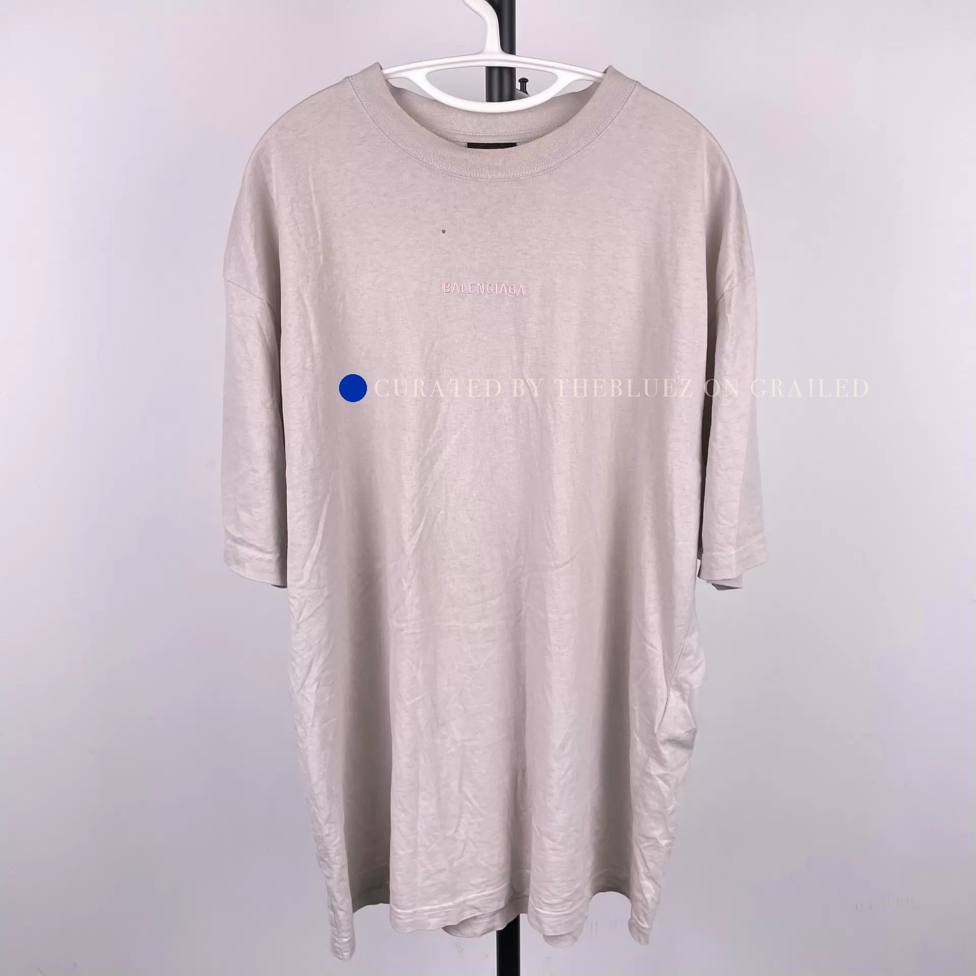 Balenciaga Gray Short Sleeve Tee with Pink Logo Size US S / EU 44-46 / 1 - 1 Thumbnail