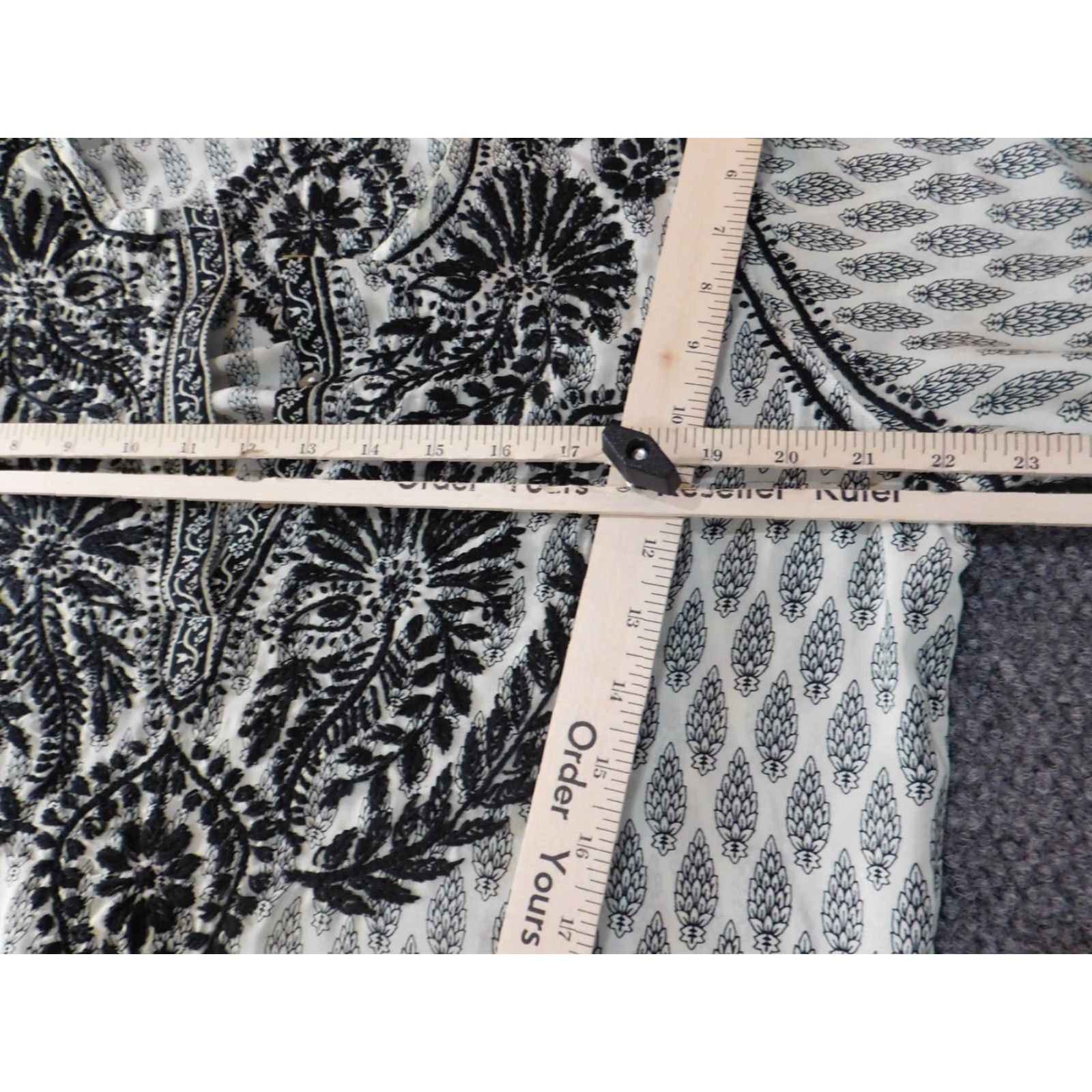 Vintage Al Jaber Gallery Dress Large Gray A-Line Dolman Sleeve Silk Polyester Midi Crew Neck Ruffle Geometric Pattern Women Regular Autumn Fall Vintage: No Size L / US 10 / IT 46 - 5 Thumbnail