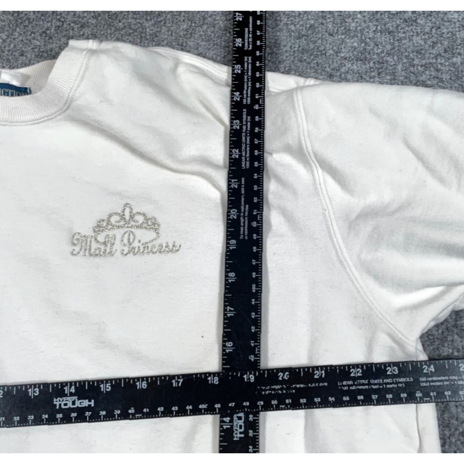 Vintage VINTAGE 90s Mall Princess Sweatshirt Women's Medium White Graphic Pullover Tiara Logo Size M / US 6-8 / IT 42-44 - 4 Thumbnail