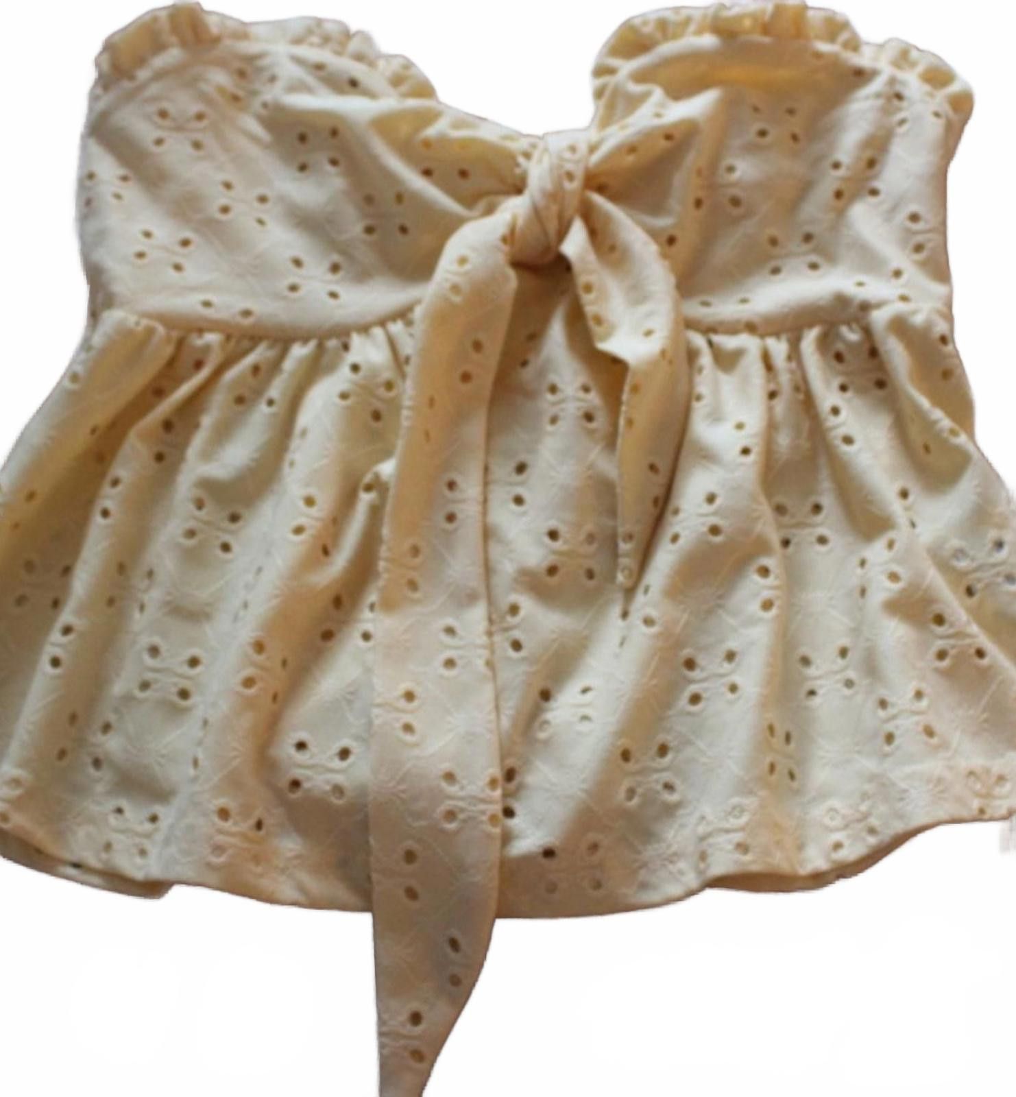 Shein SHEIN Yellow Eyelet Tie-Back Crop Top Small NWOT Size S / US 4 / IT 40 - 2 Thumbnail