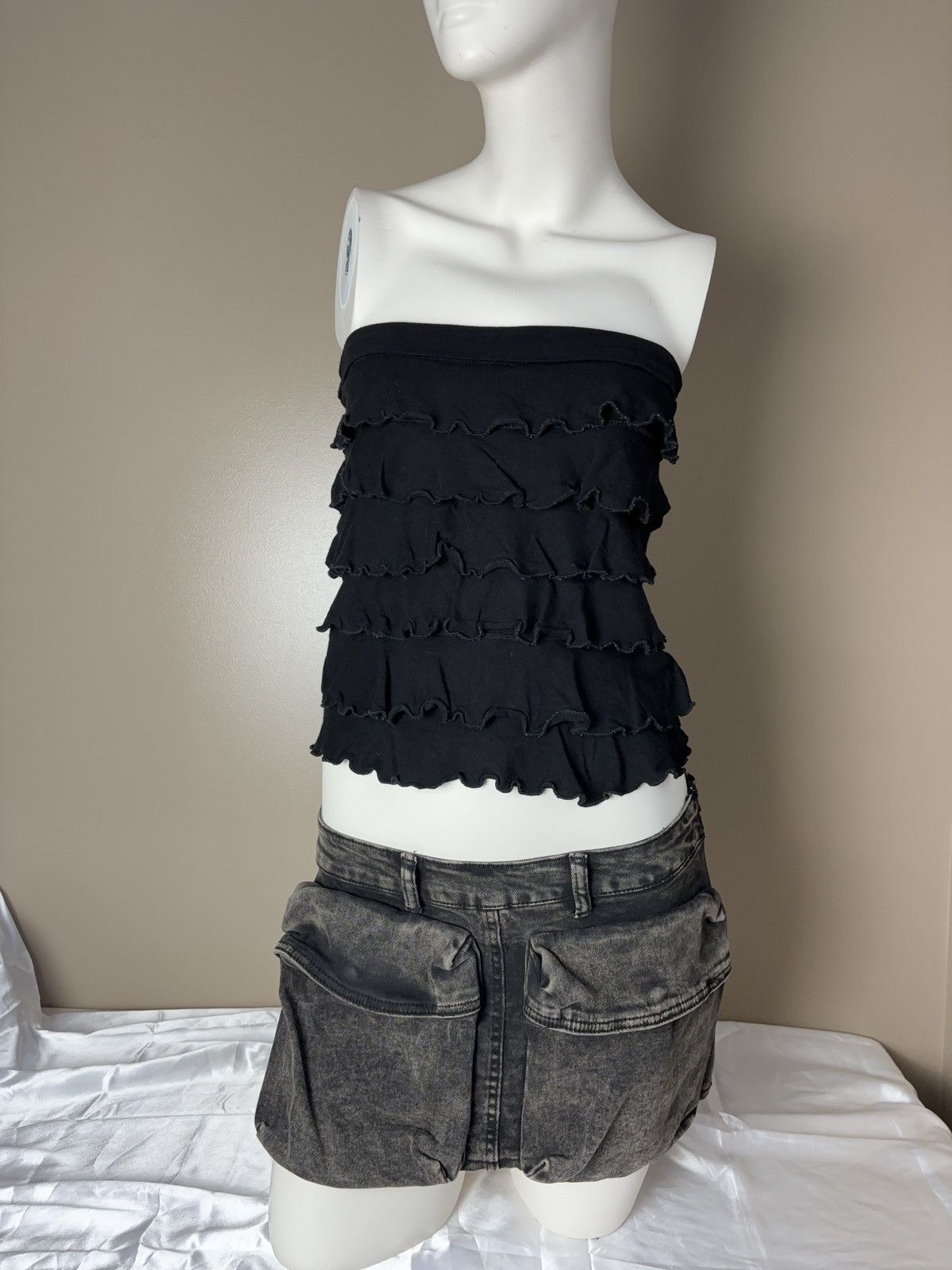 Japanese Brand × Vintage Vintage ruffles tank top y2k style Size S / US 4 / IT 40 - 1 Thumbnail