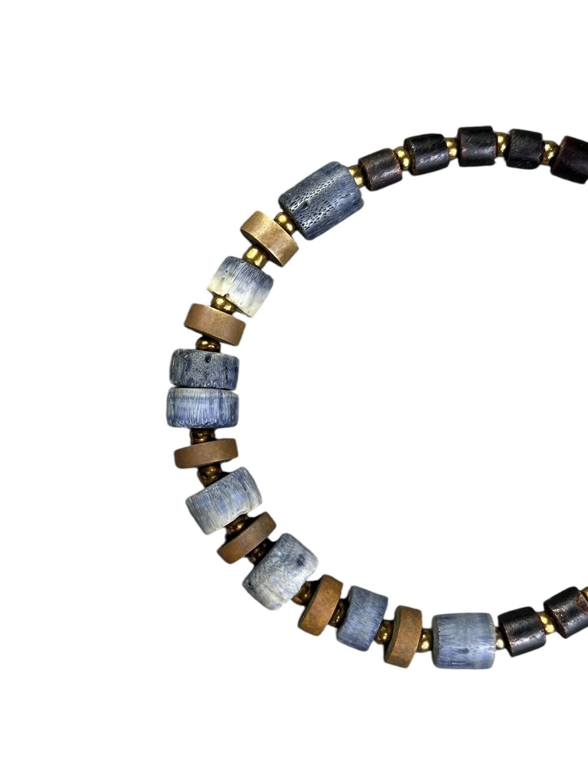 Vintage INDIGO BLACK CORAL HEISHI BEADS WITH SOLID BLASS BRACELET Size ONE SIZE - 5 Thumbnail