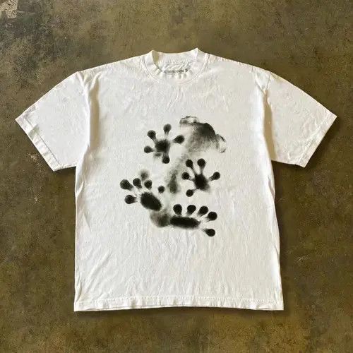 White vintage frog print cotton tee