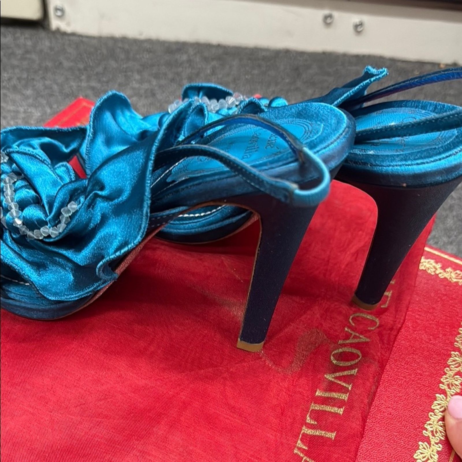 Rene Caovilla NWT Rene Caovilla Blue Satin Women's Shoes Size 37.5 US 7.5 Size US 7.5 / IT 37.5 - 6 Thumbnail