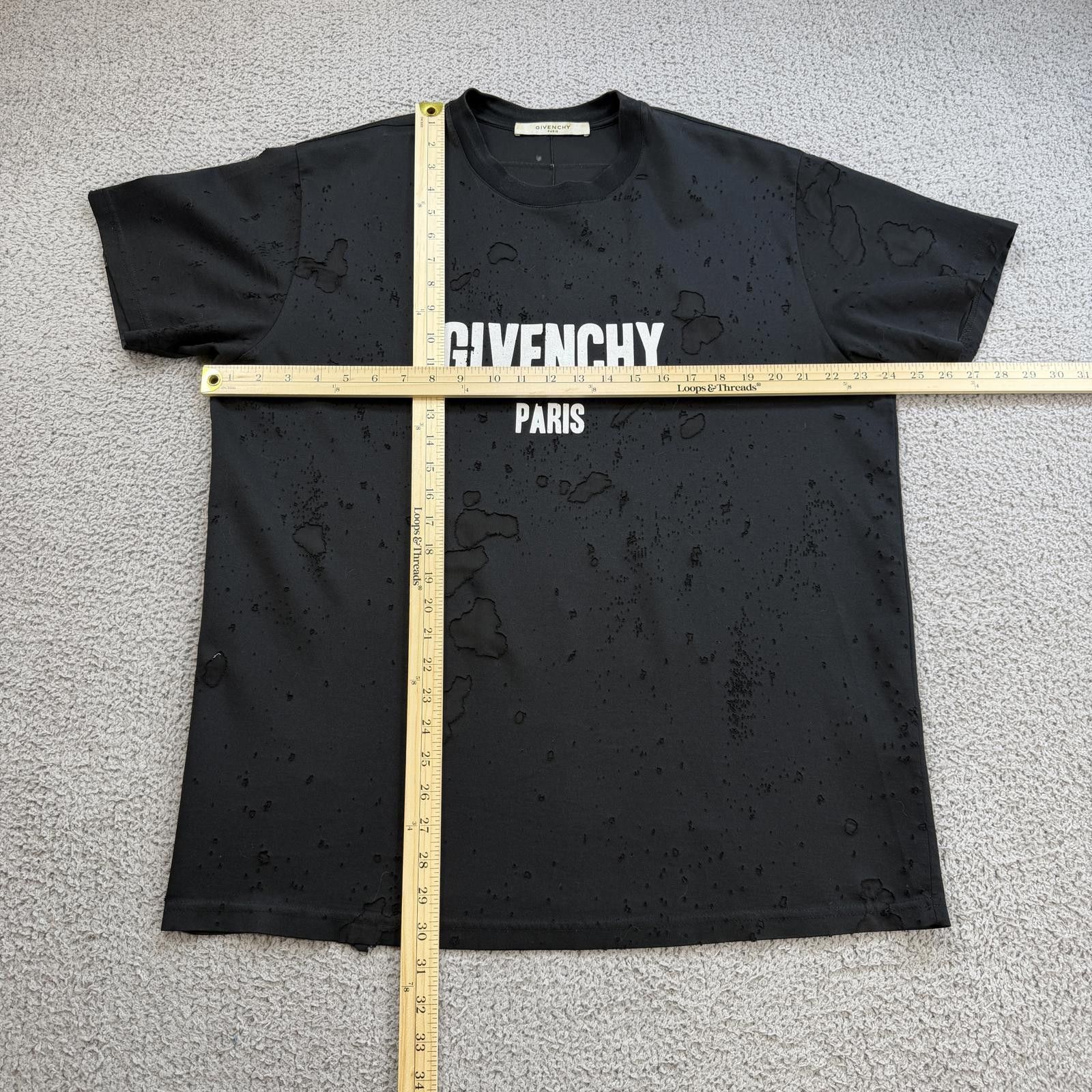 Givenchy Givenchy Paris Distressed Logo T Shirt Black Oversized S Size US S / EU 44-46 / 1 - 3 Thumbnail
