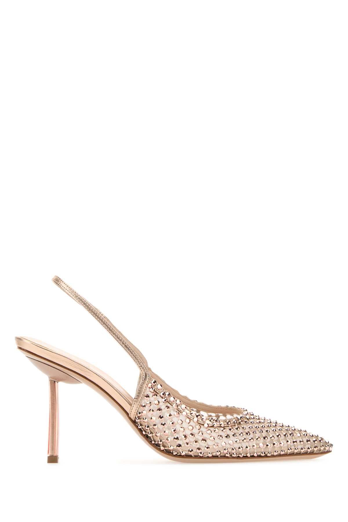 image of Le Silla Embellished Mesh Gilda Pumps Shoes in Pink, Women's (Size 9)