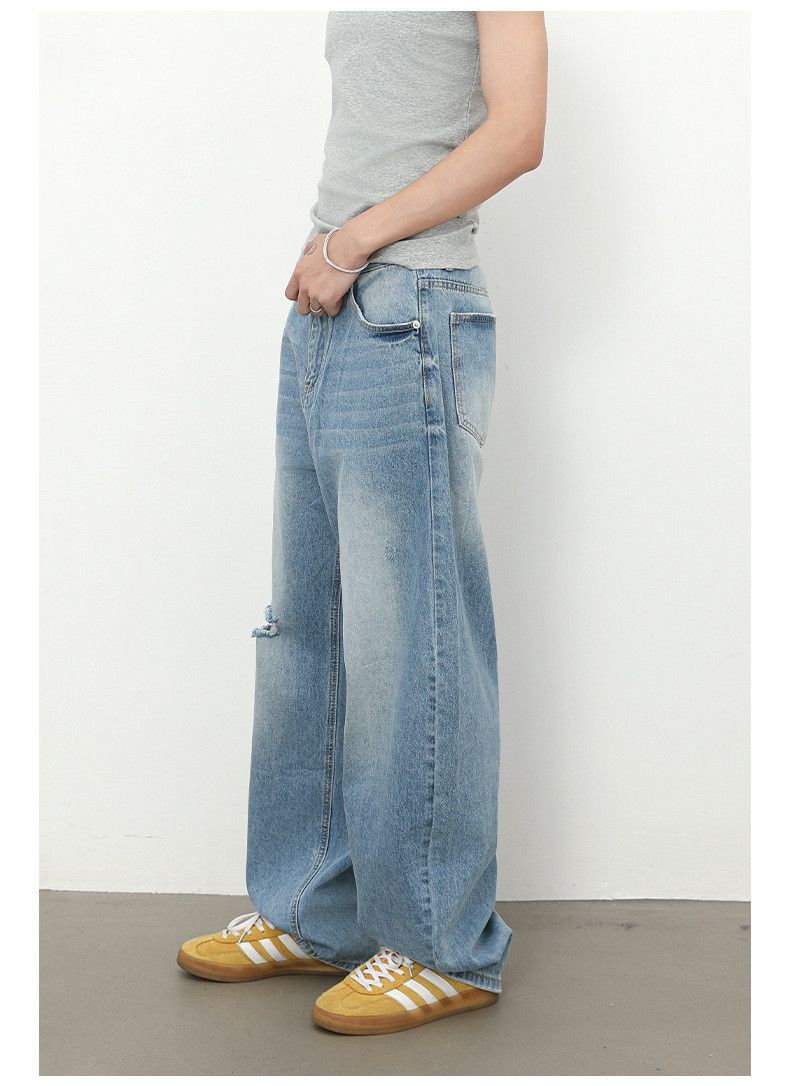 Japanese Brand × Jean American retro men's washed loose ripped scimitar jeans Size US 32 / EU 48 - 5 Thumbnail