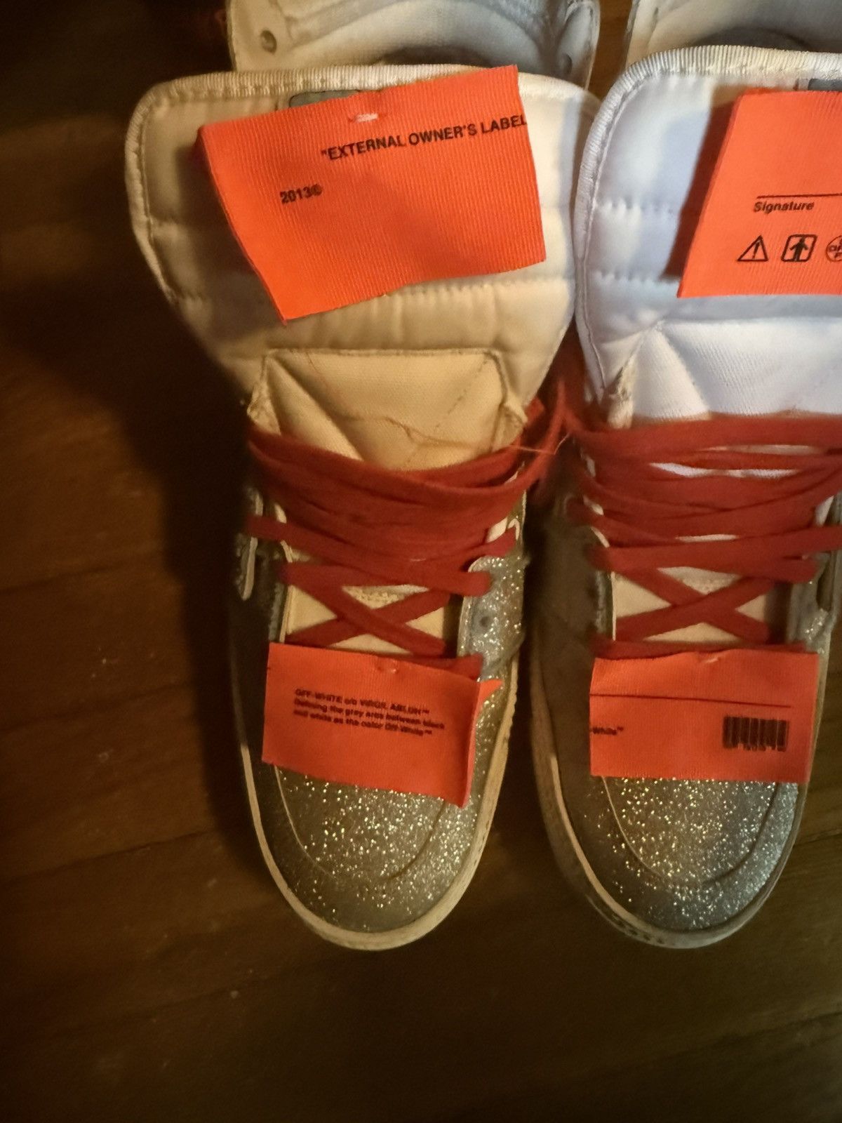 Off-White Off white hi top glitter sneakers Size US 12 / EU 45 - 7 Thumbnail
