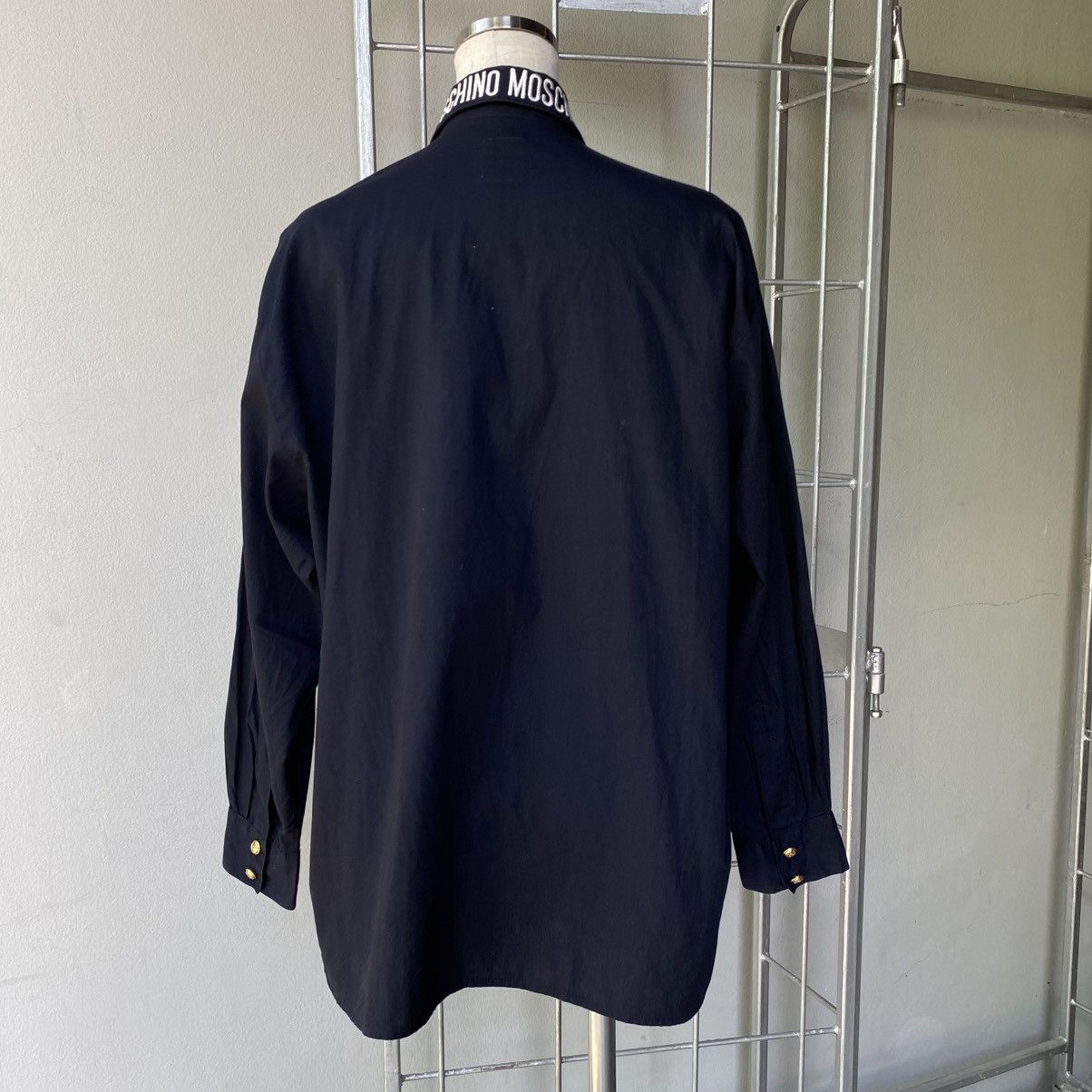 Moschino MOSCHINO Black Moschino Logo Collar Shirt Size L / US 10 / IT 46 - 15 Thumbnail
