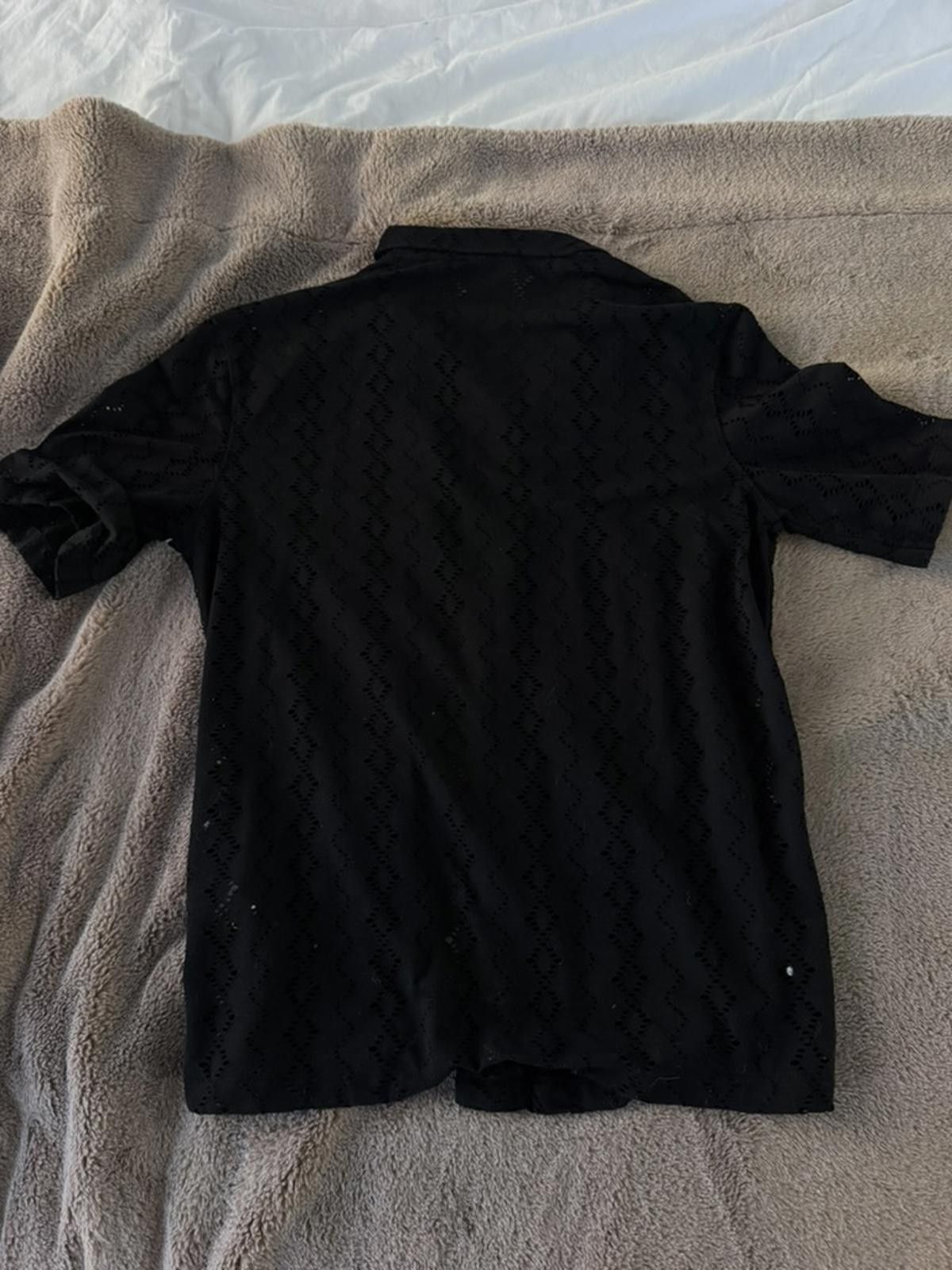 Zara Zara Black Short Sleeve Button-Up Shirt Size US M / EU 48-50 / 2 - 4 Thumbnail