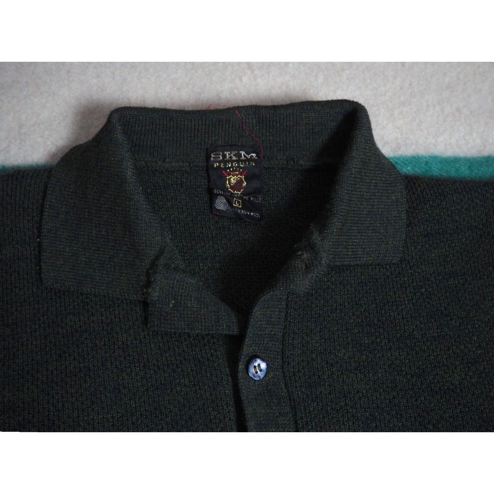 Vintage VINTAGE Penguin Seattle Wool Green Striped Polo Sweater L Adults 60s Rockabilly Size US L / EU 52-54 / 3 - 3 Thumbnail