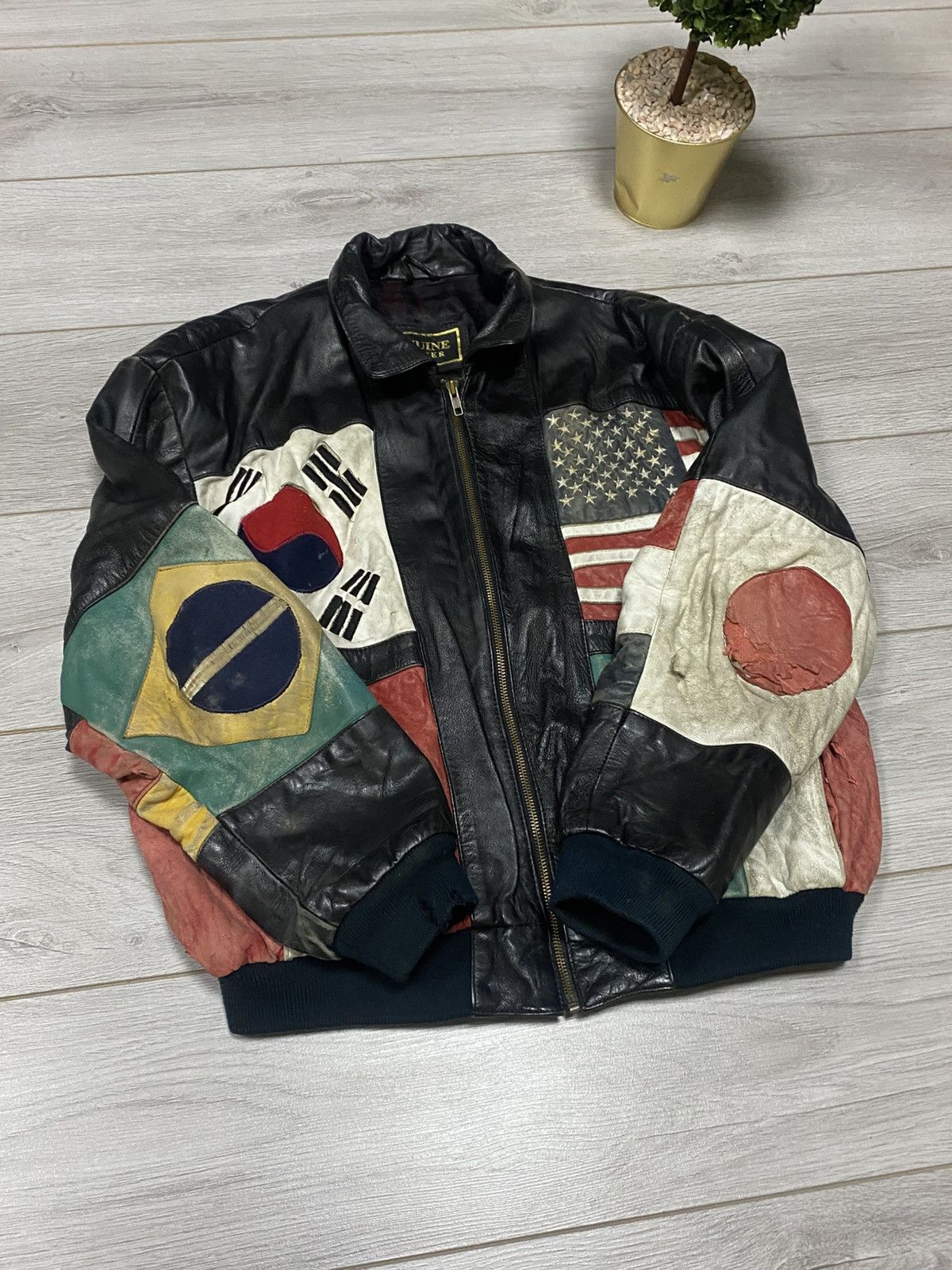 Other A.D.A World Flags Leather Jacket distressed Size US M / EU 48-50 / 2 - 7 Thumbnail