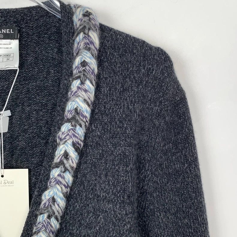 Chanel ChanelBlack lace woven cashmere long-sleeved cardigan jacke Size 4XL / US 24-26 - 3 Thumbnail