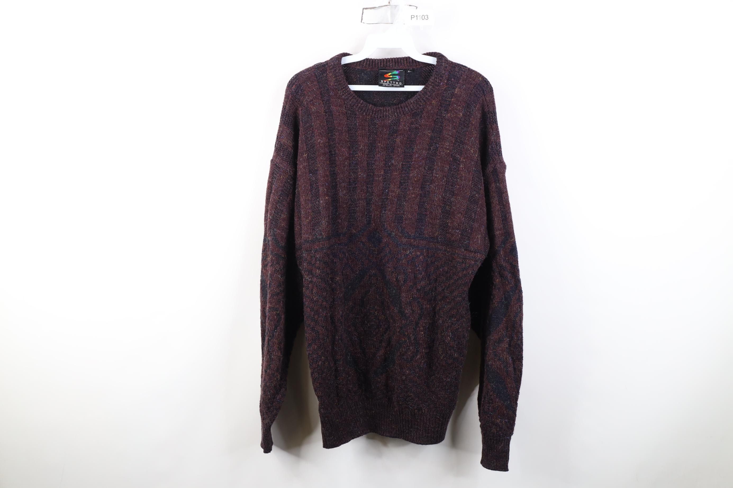 Vintage Vintage 90s Streetwear Geometric Ribbed Crewneck Sweater Size US XL / EU 56 / 4 - 1 Thumbnail