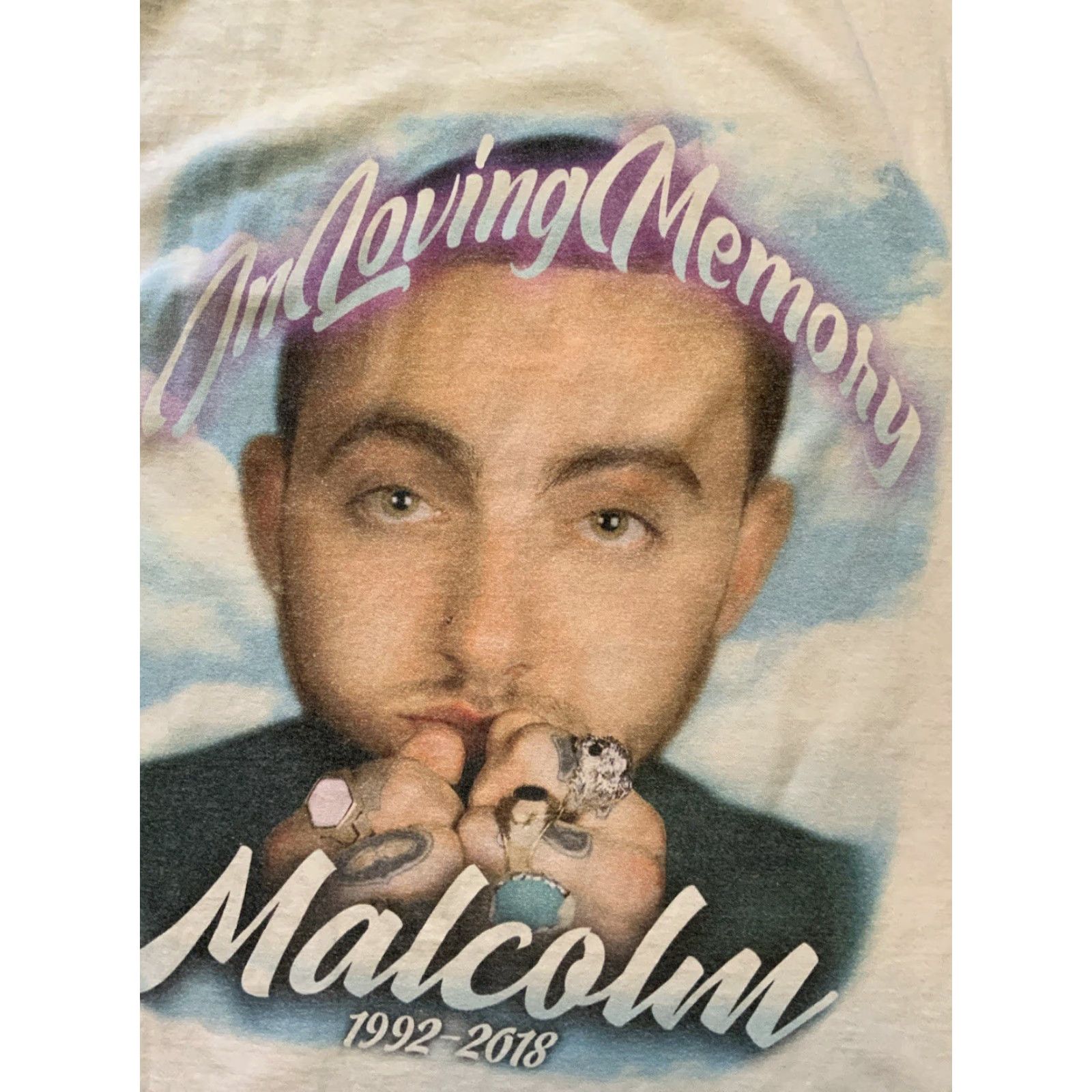 Gildan Mac Miller Memorial In Loving Memory Malcolm Graphic S/S White T-Shirt Sz. M Size US M / EU 48-50 / 2 - 3 Thumbnail