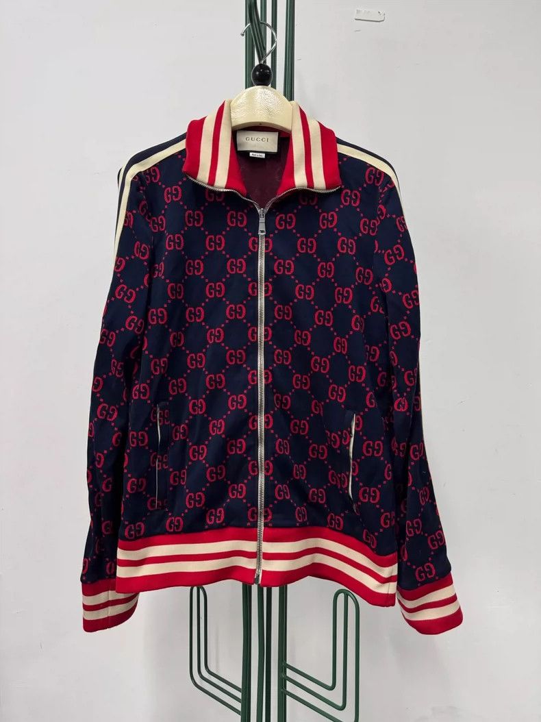 Gucci Classic gg jacquard stand-up collar zipper long-slee