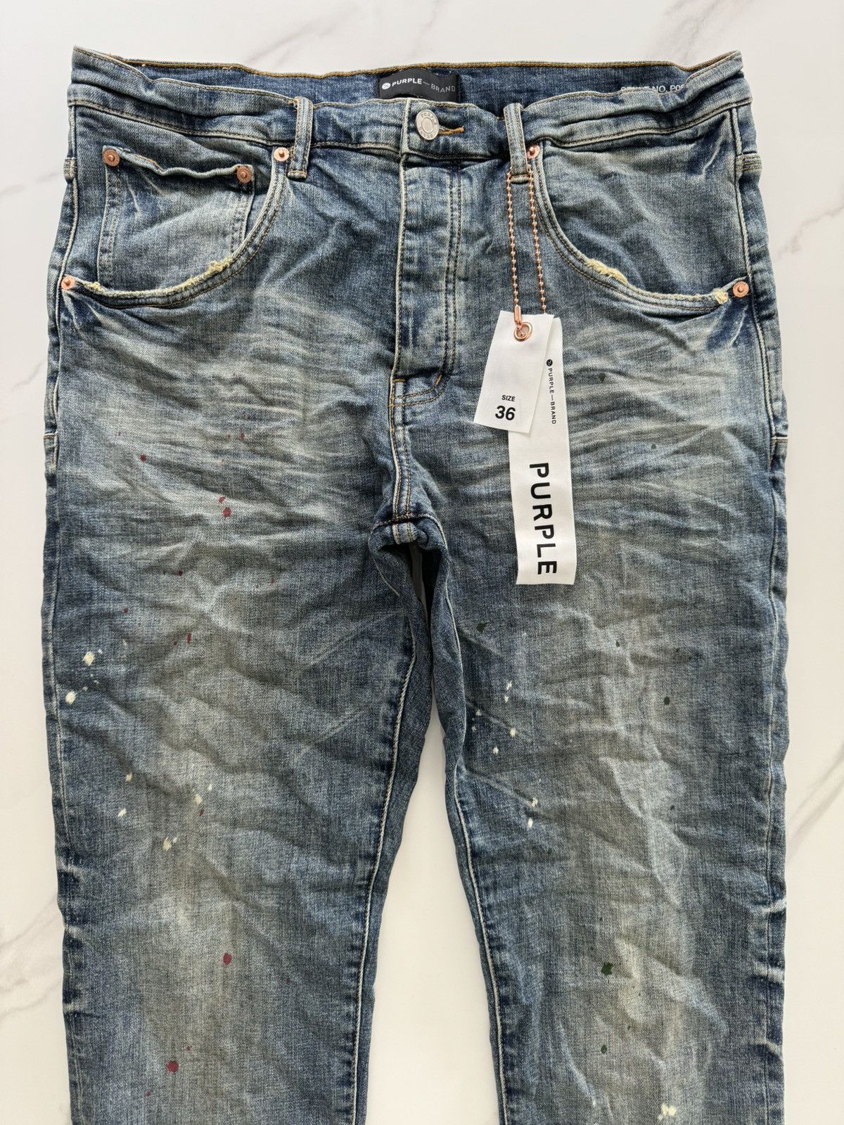 Purple Brand Jeans P002 Light Indigo Vintage Spotted Bleach - P002